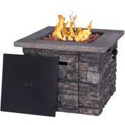 Rent to own VEIKOUS 30'' Outdoor Square Propane Gas Fire Pit Table with Metal Lid, Stainless Steel Burner and Hose