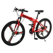 Rent to own Zimtown 26" Folding Mountain Bike, Shimano 21 Speed MTB Bicycle for Adults, Red