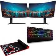 Dual Deco Gear 34" 3440x1440 21:9 Ultrawide Curved Monitor with Bonus Deco Gear RGB Anti-Ghosting Mechanical Gaming Keyboard and Bonus Deco Gear Large Extended Pro Gaming Mouse Pad