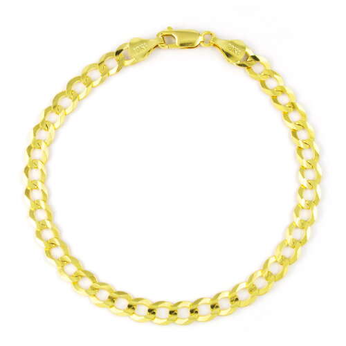 Rent to own Nuragold 10k Yellow Gold 6mm Solid Cuban Curb Link Chain Bracelet, Mens Jewelry 7" 7.5" 8" 8.5" 9"