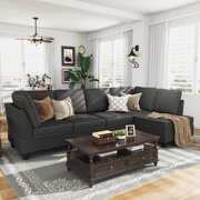 Rent to own HONBAY Convertible Sectional Sofa Modern L Shape Couch for Living Room Dark Gray