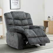 Rent to own CANMOV Lazy Recliner Chair Overstuffed, Manual Reclining Single Couch Wall Hugger Fabric Recliners Sofa, Gray