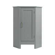 Rent to own Teamson Home Mercer Mid Century Modern Wooden Wedge-Shaped Corner Floor Storage Cabinet, Gray
