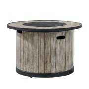 Rent to own Martha Stewart Norris 36 in. Round Ceramic Tile Top Fire Table in Brown Wood Finish, 50,000 BTU