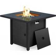 Rent to own Yaheetech 30in Metal Fire Pit Table w/Glass Fire Stones & Water-resistant Cover, Black