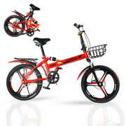 Rent to own ARVAKOR 20" Single Speed Foldable Bicycle with Back Seat, Mini Compact Road Bike for Leisure City, Urban Commuters for Men and Women