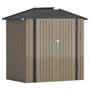 Rent to own Lacoo 4' x 6' Outdoor Storage Metal Shed for Tool Storage, Outdoor House for Backyard & Garden,Brown