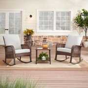 Rent to own Mainstays Tuscany Ridge 3-Piece Rocking Chair Outdoor Bistro Set, Grey
