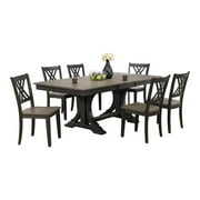 Rent to own Iconic Furniture Company 7-Pc Deco Double X Wood Dining Set in Gray/Black Stone