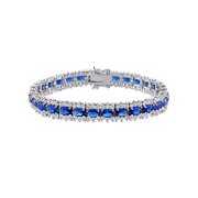 28-1/2 Carat T.G.W. Created Blue Sapphire and Created White Sapphire Sterling Silver Bracelet
