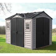 Rent to own Duramax 10.5 x 8 Apex Pro Vinyl Storage Shed w/Foundation, 2 windows & side door