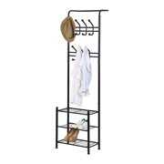 Rent to own Fugacal Clothes Stand with 14 Hooks,Metal Coat Hat Rack Free Standing Clothes Stand with 14 Hooks and 3-Tier Shoe Rack Entryway,Coat Hat Rack