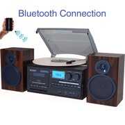 Rent to own Boytone BT-28MB, Bluetooth Classic Style Record Player Turntable with AM/FM Radio, CD / Cassette Player, 2 Separate Stereo Speakers, Record from Vinyl, Radio, and Cassette to MP3, SD Slot, USB, AUX