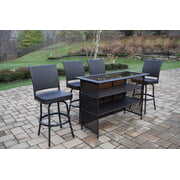 Rent to own Outdoor Living and Style 5-Piece Black Resin Wicker Outdoor Patio Bar Set