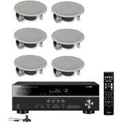 Rent to own Yamaha 5.1-Channel Wireless Bluetooth 4K A/V Home Theater Receiver + Yamaha Easy-to-Install Natural Sound 2-Way Flush Mount In-Ceiling Speakers (Set of 6)