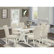 Rent to own East West Furniture X026BR202-7 - 7-Piece Modern Dining Table Set - 6 Kitchen Parson Chairs and a Rectangular a Rectangular Table Solid Wood Frame