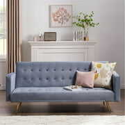 Rent to own Convertible Sofa with Metal Legs, Upholstered Sofa Bed with Button Tufted, For Living Room, Bedroom, Gray