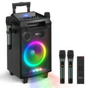 Rent to own VeGue VS-0866 Karaoke Machine with Bluetooth 2 UHF Wireless Microphones, Colorful LED Lights