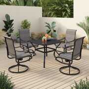 Rent to own Sophia & William 5 Pieces Metal Patio Dining Set Swivel Paded Chairs and Table Set