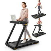 Rent to own UREVO 3 in 1 Folding Treadmill, Under Desk Treadmill with Removable Desk, 2 Seconds Foldable Treadmill with RC and LCD Display, 3HP Install Free Treadmill