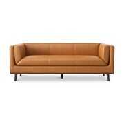 Rent to own Frisco Mid Century Modern Full Grain Genuine Leather Sofa in Cognac Tan