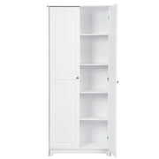 Rent to own UBesGoo 72" Traditional Freestanding Kitchen Pantry Cabinet Wardrobe Armoire, White