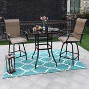 Rent to own OverPatio 3 Piece Patio Swivel Bar Set, Mental Textilene Outdoor High Top Bistro Set