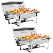 Rent to own ZENY Packable Chafing Dish Wedding Buffet Stainless Steel Serving Dish Silver 8QT Set of 2