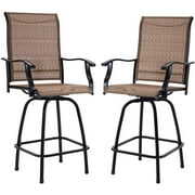 Rent to own Mia Outfitter Swivel Bar Stool Set (2 Pieces) Metal Height Patio Bar Chairs for Bistro, Garden, Patio