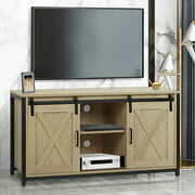 Rent to own Novashion Farmhouse Sliding Barn Door TV Stand Cabinet, Entryway Bar Storage TV Table for TVs up to 55"