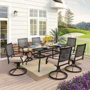 Rent to own MF Studio 7-Pieces Patio Dining Set with 6 Swivel Dining Chairs and 1 Rectangular Metal Dining Table