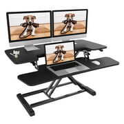 Rent to own FLEXISPOT Home Office Height Adjustable Standing Desk Converter Black 35" U-Shape with Keyboard Tray