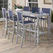 Rent to own Travira 7 Piece Aluminum Patio Bar Set W/ 72 X 30 Inch Rectangular Lite-Core Ash Table By Oxford Garden