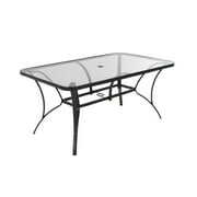 Rent to own COSCO Outdoor Living Paloma Steel Patio Dining Table, Dark Gray Steel Frame, Tempered Glass Table Top
