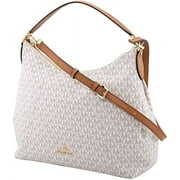 Rent to own Michael Michael Kors Womens Sienna Leather Logo Shoulder Handbag Ivory Large