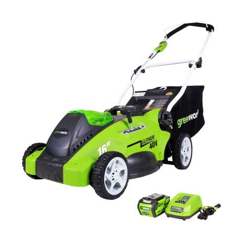 Greenworks 40V 16-Inch Cordless (2-In-1) Push Lawn Mower, 4.0Ah Battery and Charger Included 25322 40V 16" Mower