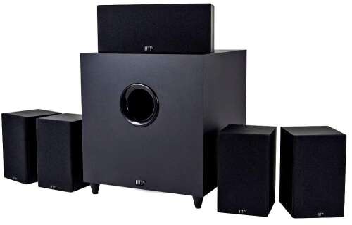 Monoprice 10565 Premium 5.1 Channel Home Theater System with Subwoofer Black Premium 5.1 W/8in Sub Single