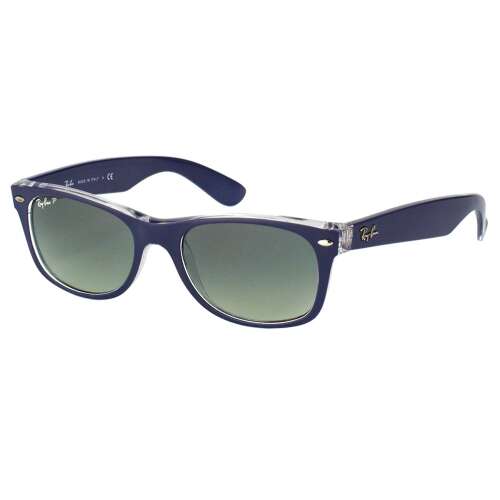 Ray Ban Rb2132 New Wayfarer Polarized Sunglasses Matte Blue On Transparent Polarized Grey Gradient 55 Millimeters Rtbshopper