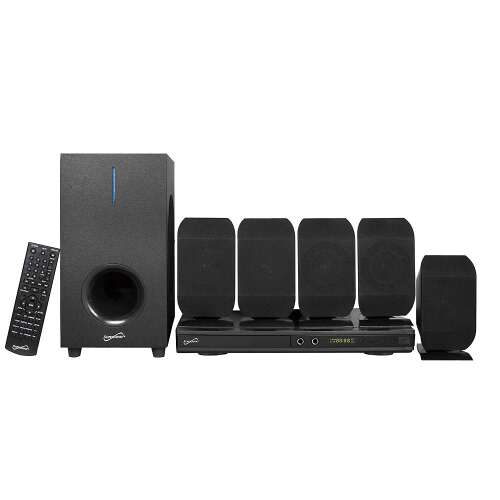Supersonic 5.1 Channel DVD Home Theater System with USB Input & Karaoke Function, Home Theater Systems - Black (SC-38HT)