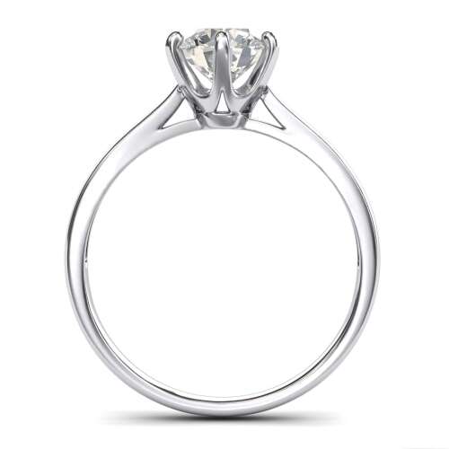 Rent to own LANDA JEWEL Pure 14k white gold 2.0 CT Classic 6-Prong Solitaire Simulated Diamond Engagement Ring Promise Bridal Wedding Ring Simulated Diamond 5.5