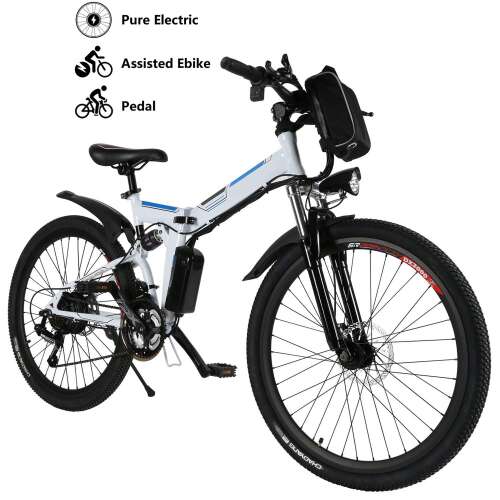 Rent to own Yiilove Electric Bicycle 26'' Electric Mountain Bike for Adult with 36V Lithium-Ion Battery Ebike 250W Powerful Motor 21 Speed (White)