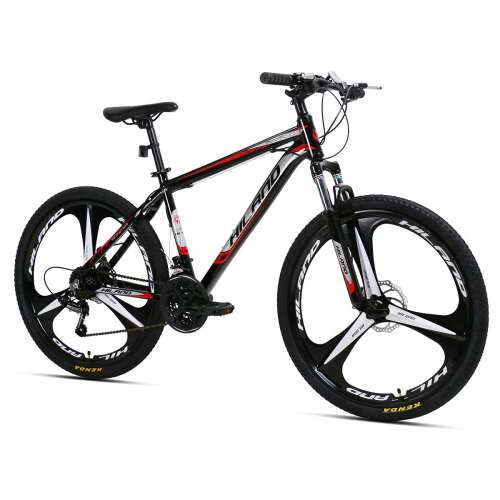 Hiland 26 Inch Mountain Bike Aluminum 21 Speeds with 17 Inch Frame Disc-Brake 3/6-Spokes Black&red 3-spokes