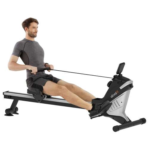 Rent to own ATIVAFIT Magnetic Rower Rowing Machine 8 Level Adjustable Resistance Exercise for Whole Body with LCD Monitor for Home Use Folding Magnetic Rower Black