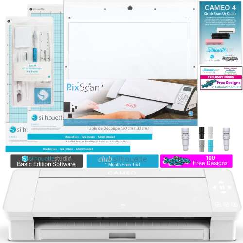 Rent to own Silhouette Cameo 4 Extras Bundle with Extra AutoBlade, Extra Cutting mat, Tool Kit, PixScan Mat, and Start up Guide for Cameo 4 with Bonus Designs