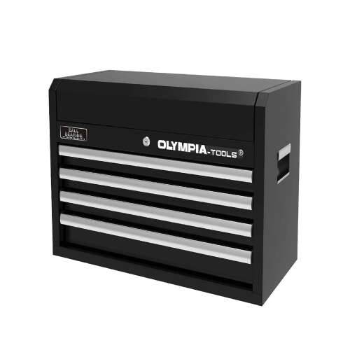 Olympia Tools Heavy Duty Steel Tool Chest with Drawers, 26 inch, 4-Drawer Box Storage Organizer Metal Tool Box with Ball Bearing Slides, Fully Extendable Drawers, Black Color 26-Inch