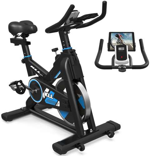 LABODI Exercise Bike, Stationary Indoor Cycling Bike, Cycle Bike for Home Cardio Gym, Belt Drive Workout Bike with 35 LBS Flywheel, Thickened Frame Upgraded Version Blue