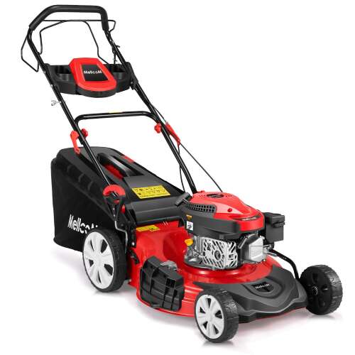 Mellcom Gas Lawn Mower 4-Cycle 173cc OHV 21-Inch Trimming Mower 4-in-1 Rear Wheel Drive Trimmer with 16 Gal Grass Box,8 Adjustable Mower Heights, Adjustable & Foldable Handlebars Ordinary Start