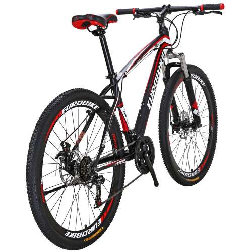 Eurobike X1 Bike 27.5 Inches Wheels 21 Speed Mountain Bike Dual Disc Brake Bicycle Muti Spoke wheel Black-Red