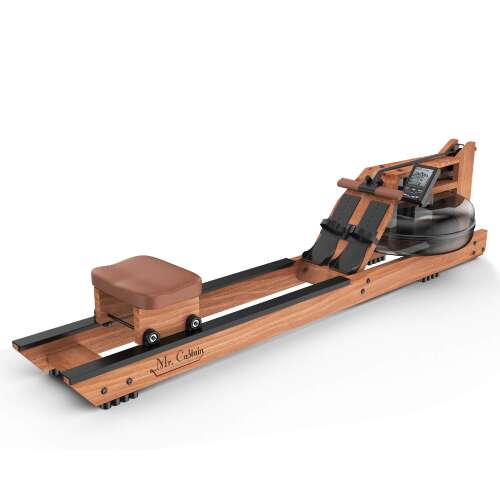 Rent to own Mr. Captain Rowing Machine for Home Use,Water Resistance Natural Red Walnut Wood Rower with Bluetooth Monitor