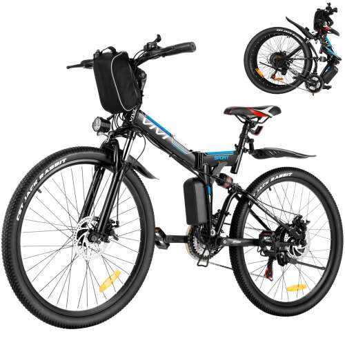 Rent to own VIVI Electric Bike for Adults, 350W Folding Electric Mountain Bike 26'' Electric Bicycle, Adults Ebike with Removable Battery, Up to 50 Miles, Professional 21 Speed, Full Suspension E-Bike Black Blue